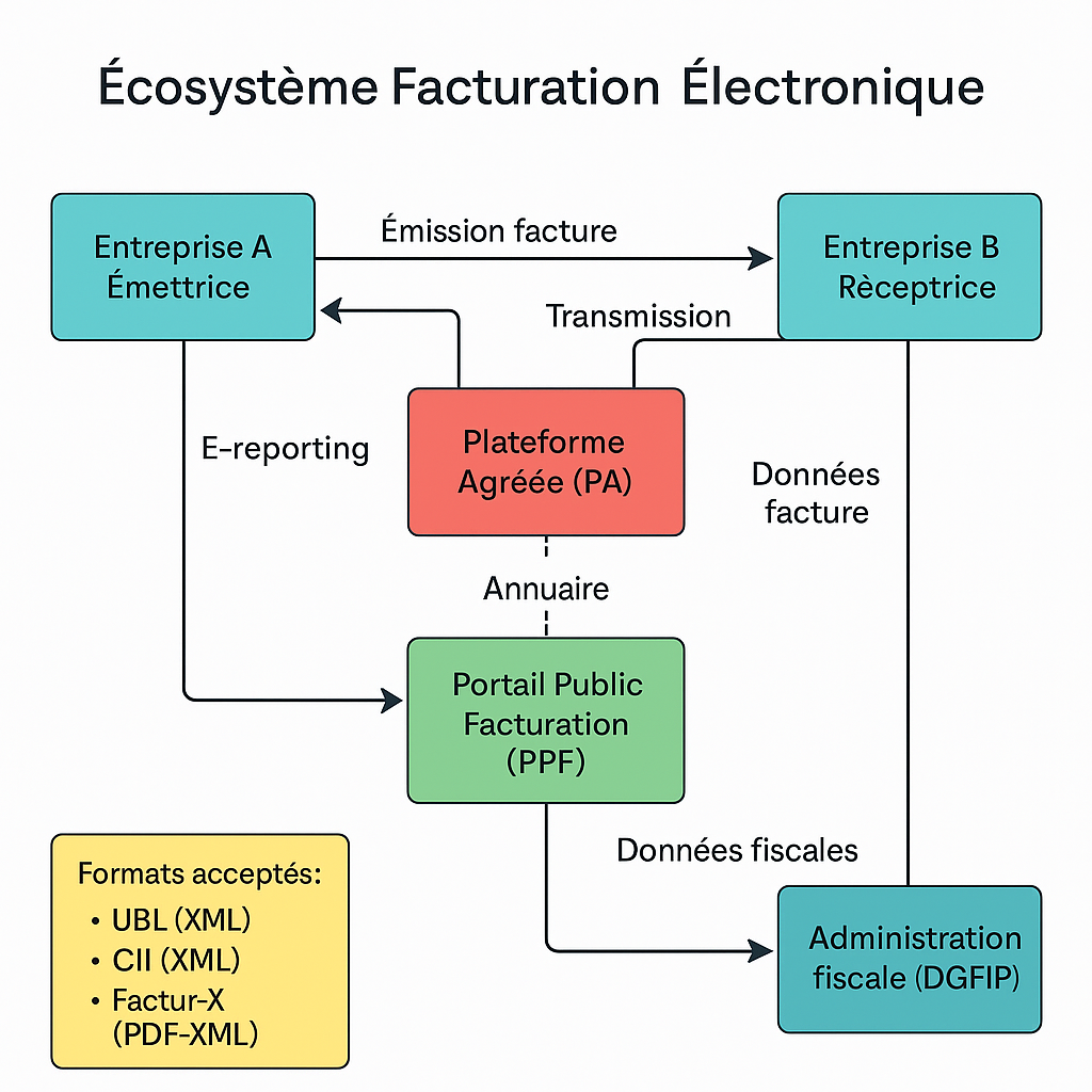 Schéma de l'écosystème facturation électronique